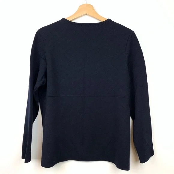 Saint James Cardigan Wool Blue France Sz 12 Metal Clasps Nautical Old Money - Picture 2 of 12